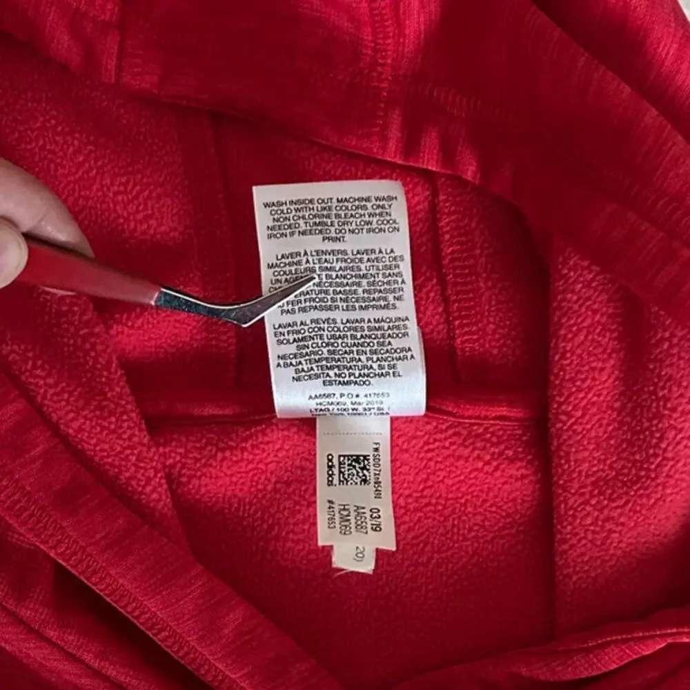 Adidas Red Pullover Hoodie Youth XL (18/20) Black Logo Athletic - Picture 6 of 8